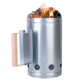 10.8x6.7in BBQ Charcoal Chimney Starter Coal Fire Starter Charcoal Can Grill Lighter Quick Rapid Fire Briquette Starter with Wooden Handle