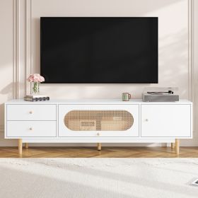 70 Inch TV Stand For TVs Up To 80 Inch, Minimalist TV Console Table With Drawers, Media Entertainment Center For Living Room, Bedroom