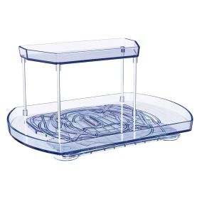 2 Tier Turntable Organizer Rectangular Refrigerator Spinner Storage Rack with 360otatable Slide Rail for Kitchen Cabinet Countertop