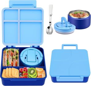 Bento Lunch Box for Kids with 8oz Soup Thermo,Kids Leakproof Lunch Food Containers with 4 Compartment,Kid Insulated Thermo Hot Food Jar for School
