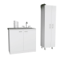 White 4-Door 2-piece Kitchen Set, Utility Sink Cabinet and Pantry Cabinet