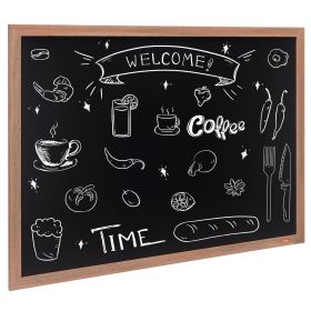 Magnetic Chalk Board, Hanging Message Signs with Chalks, Vintage Chalkboard Sign, Rustic Brown Framed Calendar and Bulletin Combo Boards, 35"x46"