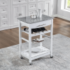Mobile Rolling Kitchen Island Trolley Serving Cart with Underneath Drawer & Slide-Out Wire Storage Basket