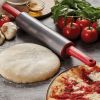 Durable Nonstick Rolling Pin in Red with Offset Handles