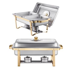 Chafing Dish Buffet Set, 4 Qt 2 Pack, Stainless Steel Chafer with 4 Half Size Pans