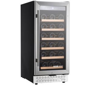 Wine Cooler, 28 Bottle Wine Fridge, Mini Wine Cooler Refrigerator with Glass Door, Adjustable Shelves, Digital Temperature Control