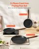 Cast Iron Skillet, 3-Piece Frying Pan Set (8, 10, 12 in), Nonstick Skillets with Detachable Wood Handle, Pre-Seasoned Chef's Pan