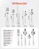 65-Piece Silverware Set, Food-Grade Stainless Steel Flatware Utensils, Mirror Finished Cutlery Set, Dishwasher Safe Eating Tableware for Kitchen Home