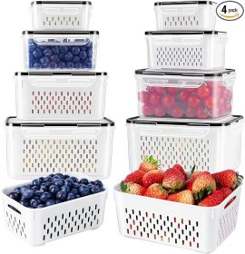 4 PCS Fruit Storage Containers for Fridge with Removable