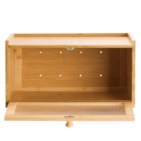 Bread Box for Kitchen Counter, Large Capacity Bamboo Bread Storage Container, Farmhouse Wooden Breadbox Organizer for Homemade Bread