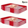 8pcs Red Vacuum Storage Trays With Lids, Stackable Food Fresh-Keeping Containers For Refrigerator, Easy To Use