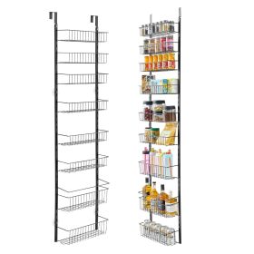 Over the Door Pantry Organizer, 9-Tier Pantry Organization and Storage, Heavy-Duty Steel Hanging Spice Rack, Adjustable Wall Seasoning Shelves