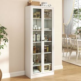 Metal Kitchen Pantry Cabinet - 72" Tall Storage with 5 Adjustable Shelves, White Freestanding Cabinet for Kitchen/Pantry/Bathroom