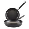 2 Pcs Nonstick Extra Deep Frying Pans / Skillet Set, Dishwasher Safe, Oven Safe, 10.5 Inch and 12 Inch, Black