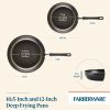 2 Pcs Nonstick Extra Deep Frying Pans / Skillet Set, Dishwasher Safe, Oven Safe, 10.5 Inch and 12 Inch, Black