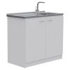 White 4-Door 2-piece Kitchen Set, Utility Sink Cabinet and Pantry Cabinet