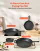 Cast Iron Skillet, 4-Piece Frying Pan Set (6, 8, 10, 12 in), Skillets with Heat-Resistant Silicone Handle, Pre-Seasoned Chef's Pan, Kitchen Cookware