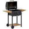 Charcoal BBQ Grill with 245 sq.in. Cooking Area, Outdoor Barbecue Grill with Adjustable Charcoal Pan, 3 Shelves, Thermometer