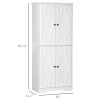 71" White Farmhouse Kitchen Pantry Freestanding 4 Door Storage Cabinet Adjustable Shelves