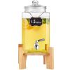 Beverage Dispenser, 1.5 Gallon Drink Dispensers for Parties, 2PC,Glass Juice Dispenser with Stand, Stainless Steel Spigot