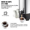 Commercial Coffee Urn, 50 Cups Stainless Steel Large Coffee Dispenser, 1000W 110V Electric Coffee Maker Urn For Quick Brewing