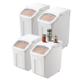 Rice Storage Container, 3.5Gal/15Lx2 + 4.5Gal/20Lx2 Large Dog Food Dispenser Bin, Kitchen Ingredient Grain Cereal Bin, Pet food Containers with Wheels