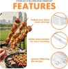 Stainless Steel BBQ Shish Kabob Set, Foldable Grill Rack with 6pcs 13"L Reusable Skewers for Ooudoor Indoor Party and Cookout