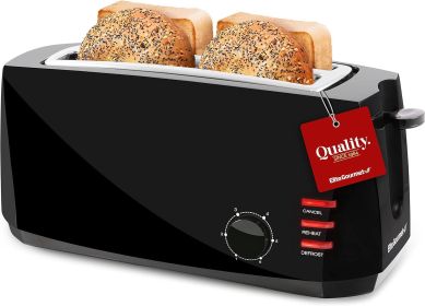 Long Slot 4 Slice Toaster, 6 Toast Settings Toaster Defrost, Reheat, Cancel Functions, Slide Out Crumb Tray, Extra Wide Slots for Bagels Waffles