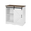 Coffee Bar Cabinet, 31.5 x 13.8 x 31.5 in Farmhouse Coffee Bar Cabinet with 3-Tier Storage, Coffee Bar Table with Barn Door