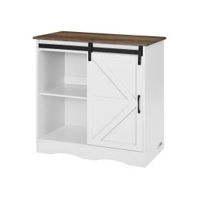 Coffee Bar Cabinet, 31.5 x 13.8 x 31.5 in Farmhouse Coffee Bar Cabinet with 3-Tier Storage, Coffee Bar Table with Barn Door