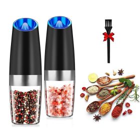 sa2Pcs Gravity Sensing Salt and Pepper Grinder Automatic Electric Salt Mill Grinder With Built-in LED Lights Adjustable Coarseness