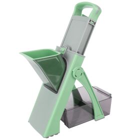 Safe Mandoline Food Slicer Potatoes Cutter French Fries Adjustable Vegetable Fruit Slicer Chopper Dicer with Container Dishwasher Safe (Option: Green)